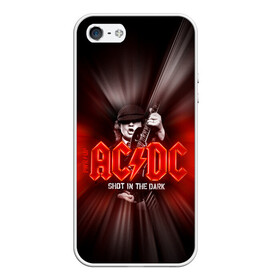 Чехол для iPhone 5/5S матовый с принтом AC/DC: Angus Young в Новосибирске, Силикон | Область печати: задняя сторона чехла, без боковых панелей | ac | ac dc | ac|dc | angus young | dc. logo | hard | rock | ангус янг | логотип