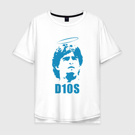 Мужская футболка хлопок Oversize с принтом Dios Maradona в Новосибирске, 100% хлопок | свободный крой, круглый ворот, “спинка” длиннее передней части | argentina | maradona | messi | sport | аргентина | гол | диего | марадона | месси | мяч | рука бога | спорт | футбол | чемпион