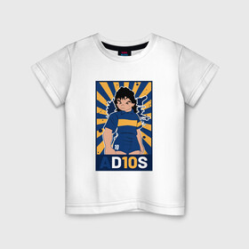 Детская футболка хлопок с принтом Maradona - Adios в Новосибирске, 100% хлопок | круглый вырез горловины, полуприлегающий силуэт, длина до линии бедер | argentina | maradona | messi | sport | аргентина | гол | диего | марадона | месси | мяч | рука бога | спорт | футбол | чемпион