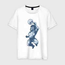 Мужская футболка хлопок с принтом Марадона - Рука Бога в Новосибирске, 100% хлопок | прямой крой, круглый вырез горловины, длина до линии бедер, слегка спущенное плечо. | argentina | maradona | messi | sport | аргентина | гол | диего | марадона | месси | мяч | рука бога | спорт | футбол | чемпион