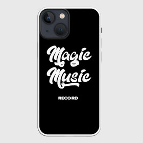 Чехол для iPhone 13 mini с принтом Magic Music Record | White on Black в Новосибирске,  |  | magic | music | record | white on black | белая | белый на черном | знаменитость | музыкант