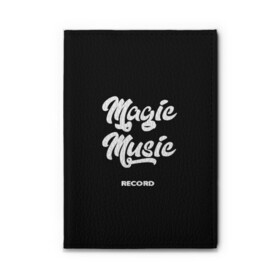 Обложка для автодокументов с принтом Magic Music Record White on Black в Новосибирске, натуральная кожа |  размер 19,9*13 см; внутри 4 больших “конверта” для документов и один маленький отдел — туда идеально встанут права | Тематика изображения на принте: magic | music | record | white on black | белая | белый на черном | знаменитость | музыкант