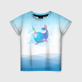 Детская футболка 3D с принтом Дельфин единорог в Новосибирске, 100% гипоаллергенный полиэфир | прямой крой, круглый вырез горловины, длина до линии бедер, чуть спущенное плечо, ткань немного тянется | cute | dolphin | unicorn | два дельфина | дельфин | дельфин в море | дельфинами | единорог | милый | мир | подводный