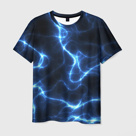Мужская футболка 3D с принтом Energy Waves в Новосибирске, 100% полиэфир | прямой крой, круглый вырез горловины, длина до линии бедер | energy | glow | light | neon | waves