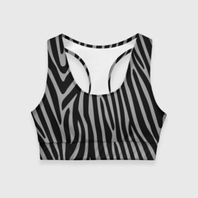 Женский спортивный топ 3D с принтом Zebra Camouflage в Новосибирске, 82% полиэстер, 18% спандекс Ткань безопасна для здоровья, позволяет коже дышать, не мнется и не растягивается |  | animal | blackandwhite | camouflage | stripes | zebra