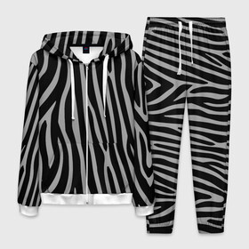 Мужской костюм 3D с принтом Zebra Camouflage в Новосибирске, 100% полиэстер | Манжеты и пояс оформлены тканевой резинкой, двухслойный капюшон со шнурком для регулировки, карманы спереди | animal | blackandwhite | camouflage | stripes | zebra