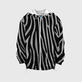 Детская куртка 3D с принтом Zebra Camouflage в Новосибирске, 100% полиэстер | застежка — молния, подол и капюшон оформлены резинкой с фиксаторами, по бокам — два кармана без застежек, один потайной карман на груди, плотность верхнего слоя — 90 г/м2; плотность флисового подклада — 260 г/м2 | animal | blackandwhite | camouflage | stripes | zebra