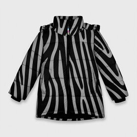 Зимняя куртка для девочек 3D с принтом Zebra Camouflage в Новосибирске, ткань верха — 100% полиэстер; подклад — 100% полиэстер, утеплитель — 100% полиэстер. | длина ниже бедра, удлиненная спинка, воротник стойка и отстегивающийся капюшон. Есть боковые карманы с листочкой на кнопках, утяжки по низу изделия и внутренний карман на молнии. 

Предусмотрены светоотражающий принт на спинке, радужный светоотражающий элемент на пуллере молнии и на резинке для утяжки. | animal | blackandwhite | camouflage | stripes | zebra