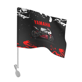 Флаг для автомобиля с принтом YAMAHA [004] в Новосибирске, 100% полиэстер | Размер: 30*21 см | moto | yamaha | мотоцикл | ямана | ямаха