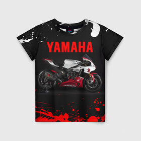 Детская футболка 3D с принтом YAMAHA [004] в Новосибирске, 100% гипоаллергенный полиэфир | прямой крой, круглый вырез горловины, длина до линии бедер, чуть спущенное плечо, ткань немного тянется | moto | yamaha | мотоцикл | ямана | ямаха