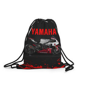 Рюкзак-мешок 3D с принтом YAMAHA [004] в Новосибирске, 100% полиэстер | плотность ткани — 200 г/м2, размер — 35 х 45 см; лямки — толстые шнурки, застежка на шнуровке, без карманов и подкладки | moto | yamaha | мотоцикл | ямана | ямаха