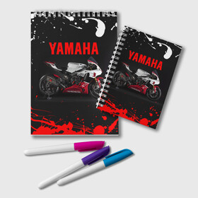 Блокнот с принтом YAMAHA [004] в Новосибирске, 100% бумага | 48 листов, плотность листов — 60 г/м2, плотность картонной обложки — 250 г/м2. Листы скреплены удобной пружинной спиралью. Цвет линий — светло-серый
 | moto | yamaha | мотоцикл | ямана | ямаха