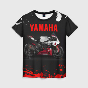 Женская футболка 3D с принтом YAMAHA [004] в Новосибирске, 100% полиэфир ( синтетическое хлопкоподобное полотно) | прямой крой, круглый вырез горловины, длина до линии бедер | moto | yamaha | мотоцикл | ямана | ямаха