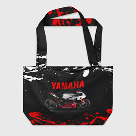 Пляжная сумка 3D с принтом YAMAHA [004] в Новосибирске, 100% полиэстер | застегивается на металлическую кнопку; внутренний карман застегивается на молнию. Стенки укреплены специальным мягким материалом, чтобы защитить содержимое от несильных ударов
 | moto | yamaha | мотоцикл | ямана | ямаха