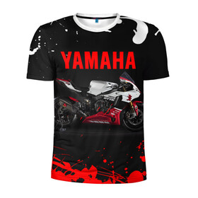 Мужская футболка 3D спортивная с принтом YAMAHA [004] в Новосибирске, 100% полиэстер с улучшенными характеристиками | приталенный силуэт, круглая горловина, широкие плечи, сужается к линии бедра | moto | yamaha | мотоцикл | ямана | ямаха