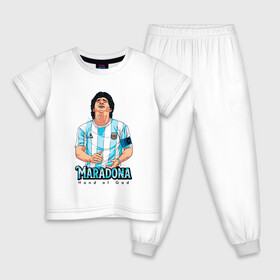 Детская пижама хлопок с принтом Марадона - Рука Бога в Новосибирске, 100% хлопок |  брюки и футболка прямого кроя, без карманов, на брюках мягкая резинка на поясе и по низу штанин
 | argentina | maradona | messi | sport | аргентина | гол | диего | марадона | месси | мяч | рука бога | спорт | футбол | чемпион