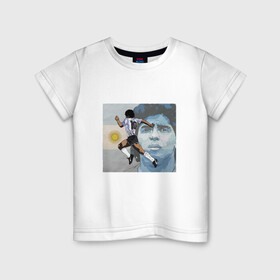 Детская футболка хлопок с принтом Maradona Goal в Новосибирске, 100% хлопок | круглый вырез горловины, полуприлегающий силуэт, длина до линии бедер | argentina | maradona | messi | sport | аргентина | гол | диего | марадона | месси | мяч | рука бога | спорт | футбол | чемпион