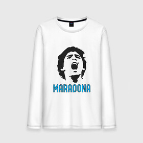 Мужской лонгслив хлопок с принтом Maradona Scream в Новосибирске, 100% хлопок |  | argentina | maradona | messi | sport | аргентина | гол | диего | марадона | месси | мяч | рука бога | спорт | футбол | чемпион