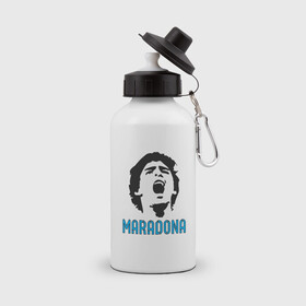 Бутылка спортивная с принтом Maradona Scream в Новосибирске, металл | емкость — 500 мл, в комплекте две пластиковые крышки и карабин для крепления | argentina | maradona | messi | sport | аргентина | гол | диего | марадона | месси | мяч | рука бога | спорт | футбол | чемпион