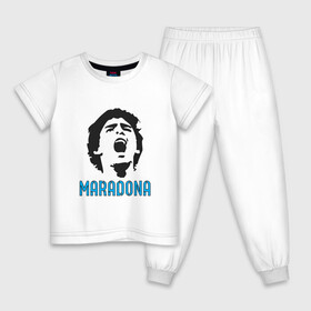 Детская пижама хлопок с принтом Maradona Scream в Новосибирске, 100% хлопок |  брюки и футболка прямого кроя, без карманов, на брюках мягкая резинка на поясе и по низу штанин
 | argentina | maradona | messi | sport | аргентина | гол | диего | марадона | месси | мяч | рука бога | спорт | футбол | чемпион