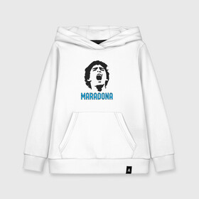Детская толстовка хлопок с принтом Maradona Scream в Новосибирске, 100% хлопок | Круглый горловой вырез, эластичные манжеты, пояс, капюшен | argentina | maradona | messi | sport | аргентина | гол | диего | марадона | месси | мяч | рука бога | спорт | футбол | чемпион