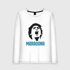 Женский лонгслив хлопок с принтом Maradona Scream в Новосибирске, 100% хлопок |  | argentina | maradona | messi | sport | аргентина | гол | диего | марадона | месси | мяч | рука бога | спорт | футбол | чемпион