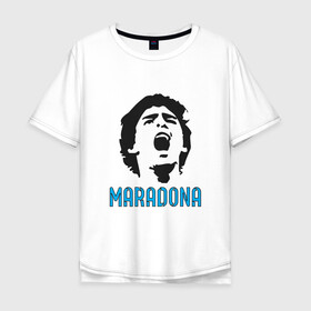 Мужская футболка хлопок Oversize с принтом Maradona Scream в Новосибирске, 100% хлопок | свободный крой, круглый ворот, “спинка” длиннее передней части | argentina | maradona | messi | sport | аргентина | гол | диего | марадона | месси | мяч | рука бога | спорт | футбол | чемпион