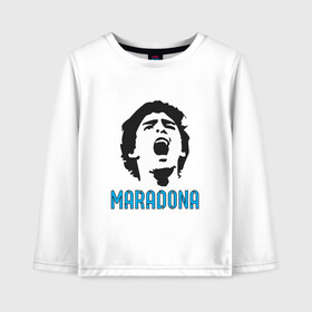 Детский лонгслив хлопок с принтом Maradona Scream в Новосибирске, 100% хлопок | круглый вырез горловины, полуприлегающий силуэт, длина до линии бедер | argentina | maradona | messi | sport | аргентина | гол | диего | марадона | месси | мяч | рука бога | спорт | футбол | чемпион