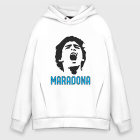 Мужское худи Oversize хлопок с принтом Maradona Scream в Новосибирске, френч-терри — 70% хлопок, 30% полиэстер. Мягкий теплый начес внутри —100% хлопок | боковые карманы, эластичные манжеты и нижняя кромка, капюшон на магнитной кнопке | Тематика изображения на принте: argentina | maradona | messi | sport | аргентина | гол | диего | марадона | месси | мяч | рука бога | спорт | футбол | чемпион