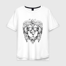 Мужская футболка хлопок Oversize с принтом Rasta Lion Лев Растаман в Новосибирске, 100% хлопок | свободный крой, круглый ворот, “спинка” длиннее передней части | Тематика изображения на принте: bob marley | dreadlocks | dredds | dreds | lion | lions | pen drawing | rastaman | арт | боб марли | дредды | дредлок | дредлоки | дреды | лев в очках | лев с дредами | лев с наушниками | лев с солнечными очками | львы | рис