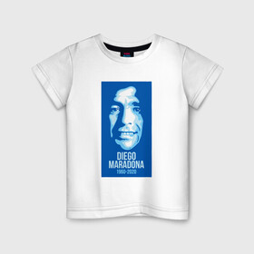 Детская футболка хлопок с принтом Super Maradona в Новосибирске, 100% хлопок | круглый вырез горловины, полуприлегающий силуэт, длина до линии бедер | argentina | maradona | messi | sport | аргентина | гол | диего | марадона | месси | мяч | рука бога | спорт | футбол | чемпион