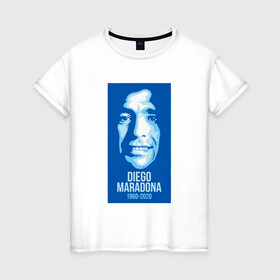 Женская футболка хлопок с принтом Super Maradona в Новосибирске, 100% хлопок | прямой крой, круглый вырез горловины, длина до линии бедер, слегка спущенное плечо | argentina | maradona | messi | sport | аргентина | гол | диего | марадона | месси | мяч | рука бога | спорт | футбол | чемпион