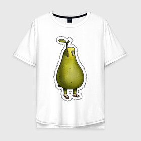 Мужская футболка хлопок Oversize с принтом Попугруша в Новосибирске, 100% хлопок | свободный крой, круглый ворот, “спинка” длиннее передней части | mutant | parrot | pear | popu pear | sandal | груша | попугай | попугруша | сандали