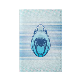 Обложка для паспорта матовая кожа с принтом Акула в Новосибирске, натуральная матовая кожа | размер 19,3 х 13,7 см; прозрачные пластиковые крепления | shark | акула | акулы | голова | жители | клыки | море | морские | океан | пасть | рыба