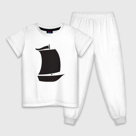 Детская пижама хлопок с принтом Парусная лодка в Новосибирске, 100% хлопок |  брюки и футболка прямого кроя, без карманов, на брюках мягкая резинка на поясе и по низу штанин
 | sailboat | кораблик | корабль | лодка | парус | парусная лодка | тату | татуировка