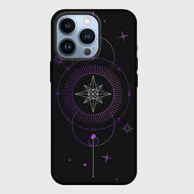 Чехол для iPhone 13 Pro с принтом Астрология в Новосибирске,  |  | Тематика изображения на принте: астрология | глаз | гороскоп | звезды | лавандовый | лиловый | луна | оккультный глаз | пиктограмма | пиктограммы | руны | солнце | фиолетовый | черный и золотой | эзотерика