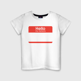 Детская футболка хлопок с принтом Стикер - напиши свое имя в Новосибирске, 100% хлопок | круглый вырез горловины, полуприлегающий силуэт, длина до линии бедер | Тематика изображения на принте: hello my name is | граффити | имя. | приветствие | стикер