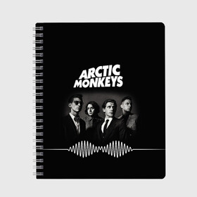 Тетрадь с принтом arctic monkeys в Новосибирске, 100% бумага | 48 листов, плотность листов — 60 г/м2, плотность картонной обложки — 250 г/м2. Листы скреплены сбоку удобной пружинной спиралью. Уголки страниц и обложки скругленные. Цвет линий — светло-серый
 | alex turner | arctic monkeys | britain | great | indie | rock | алекс тернер | арктик монкейс | инди | рок