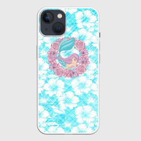 Чехол для iPhone 13 с принтом Русалочка и цветы в Новосибирске,  |  | flowers | mermaid | морская | русалка | русалочка | ундина | цветы
