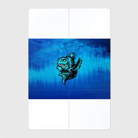 Магнитный плакат 2Х3 с принтом Пиранья в Новосибирске, Полимерный материал с магнитным слоем | 6 деталей размером 9*9 см | fish | piranha | живность | морская | на синем | пиранья | рыба