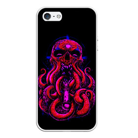 Чехол для iPhone 5/5S матовый с принтом Череп Осьминог Octopus Skull в Новосибирске, Силикон | Область печати: задняя сторона чехла, без боковых панелей | animal | beast | kraken | monster | ocean | octopus | sea | skull | water | waves | вода | животные | звери | кракен | монстр | море | океан | осьминог | рыбы | череп | щупальца