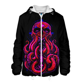 Мужская куртка 3D с принтом Череп Осьминог Octopus Skull в Новосибирске, ткань верха — 100% полиэстер, подклад — флис | прямой крой, подол и капюшон оформлены резинкой с фиксаторами, два кармана без застежек по бокам, один большой потайной карман на груди. Карман на груди застегивается на липучку | animal | beast | kraken | monster | ocean | octopus | sea | skull | water | waves | вода | животные | звери | кракен | монстр | море | океан | осьминог | рыбы | череп | щупальца