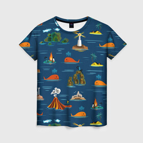 Женская футболка 3D с принтом ОСТРОВА в Новосибирске, 100% полиэфир ( синтетическое хлопкоподобное полотно) | прямой крой, круглый вырез горловины, длина до линии бедер | география | киты | лето | морское | острова | путешествие. отдых | туризм