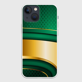 Чехол для iPhone 13 mini с принтом GREEN GOLD 3D в Новосибирске,  |  | 3d | 3д | sport | абстракция | линии | паттерн | соты | спортивный стиль | текстуры