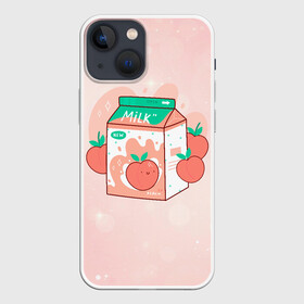 Чехол для iPhone 13 mini с принтом Персиковое молоко в коробке в Новосибирске,  |  | еда | коробка | молоко | молочко | персик | персиковое молоко