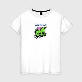 Женская футболка хлопок с принтом Monster Cat в Новосибирске, 100% хлопок | прямой крой, круглый вырез горловины, длина до линии бедер, слегка спущенное плечо | monster | zombie | животные | звери | зомби | кот | кошка | монстр | страшный