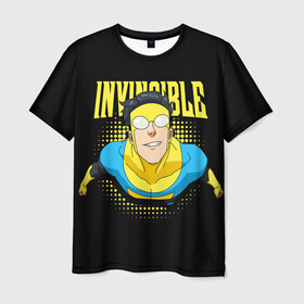 Мужская футболка 3D с принтом Invincible в Новосибирске, 100% полиэфир | прямой крой, круглый вырез горловины, длина до линии бедер | invincible | комикс | марк грейсон | мультсериал | неуязвимый | супергерой