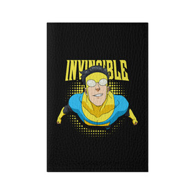 Обложка для паспорта матовая кожа с принтом Invincible в Новосибирске, натуральная матовая кожа | размер 19,3 х 13,7 см; прозрачные пластиковые крепления | Тематика изображения на принте: invincible | комикс | марк грейсон | мультсериал | неуязвимый | супергерой