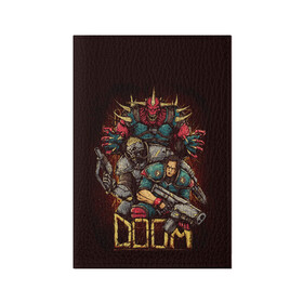 Обложка для паспорта матовая кожа с принтом DOOM в Новосибирске, натуральная матовая кожа | размер 19,3 х 13,7 см; прозрачные пластиковые крепления | blood | cybersport | demons | doom | eternal | game | monster | pc | playstation | shooting | демоны | дум | игры | киперспорт | кровь | монстры | стрелялки | шутер