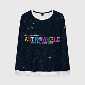 Мужской свитшот 3D с принтом Astroworld в Новосибирске, 100% полиэстер с мягким внутренним слоем | круглый вырез горловины, мягкая резинка на манжетах и поясе, свободная посадка по фигуре | astroworld | music | travis scott | музыка | трэвис скотт